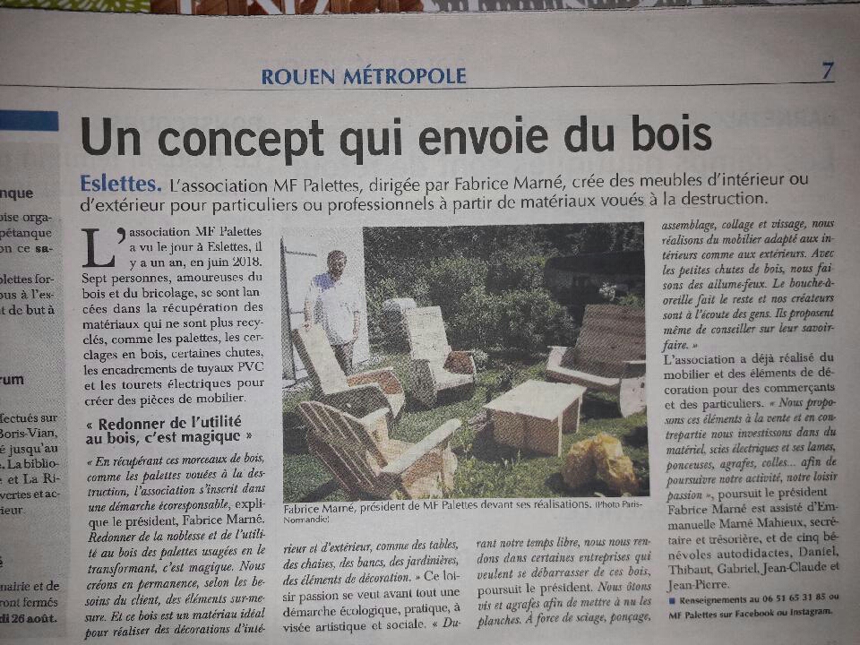Article de Paris-Normandie consacré à MF Palettes : « Un concept qui envoie du bois »